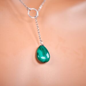 Genuine Untreated Real Aaa Green Malachite Teardrop Pendant. Genuine Green Malachite Necklace. Natural Malachite Pendant