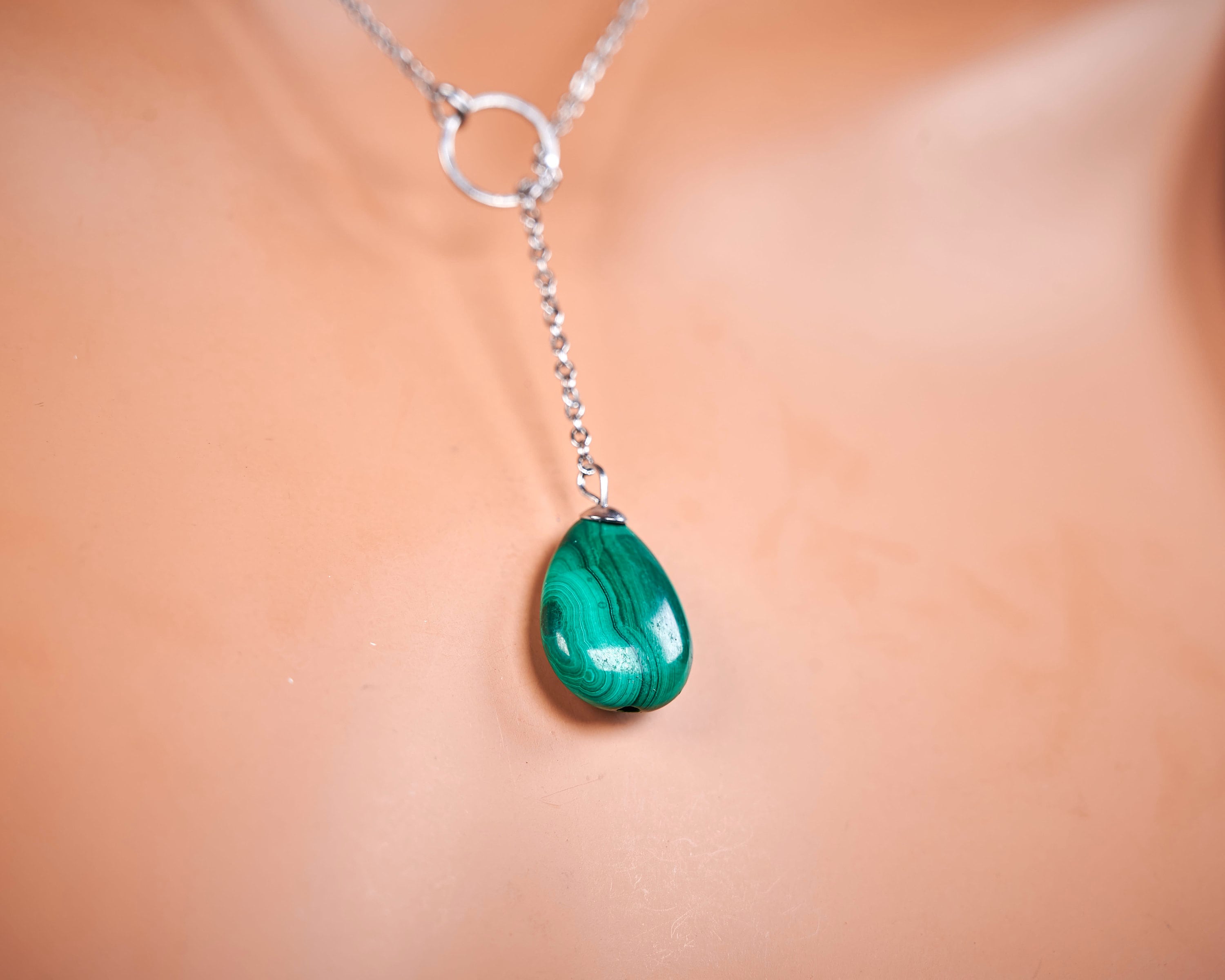 Genuine Untreated Real Aaa Green Malachite Teardrop Pendant. Genuine Green Malachite Necklace. Natural Malachite Pendant