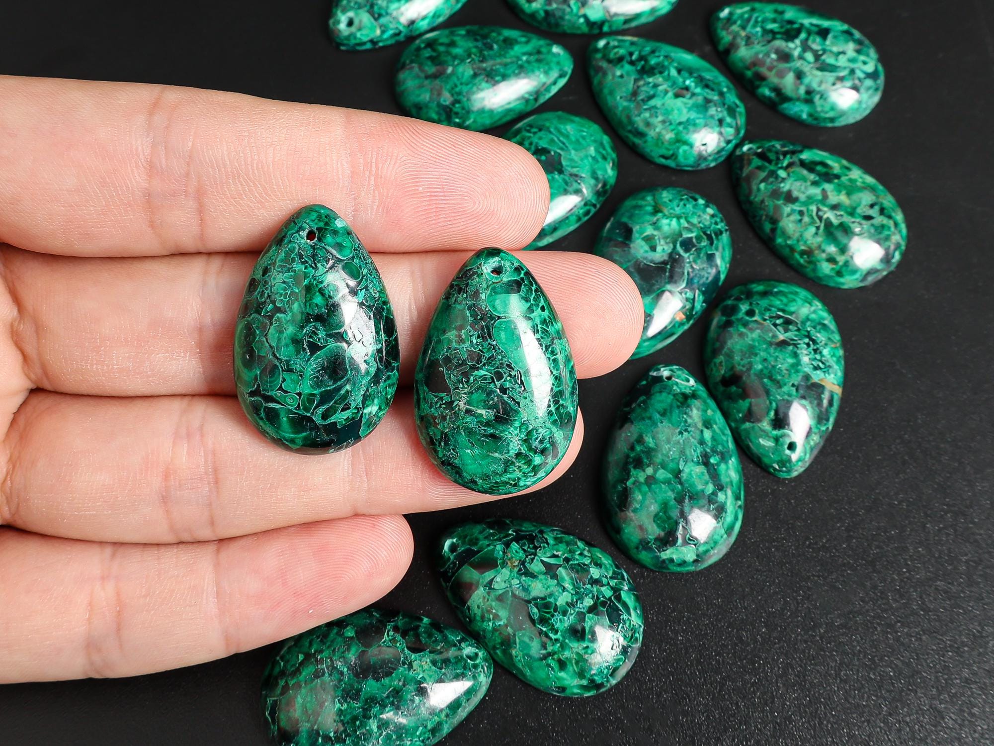 Green Teardrop Malachite Pendant Grade Aa Genuine Natural One Of A Kind Gemstone