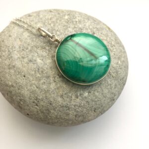 Malachite Pendant, Natural Malachite Gemstone, Round Malachite Pendant, Green Stone, Men's Pendant, Malachite Necklace, Boho, Healing, Gift