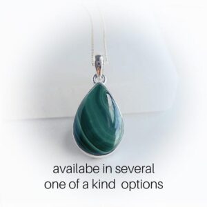 Malachite Necklace Sterling Silver • Genuine Malachite Pendant • Green Bullseye Malachite • Holiday Gift • One Of A Kind Hand Made Jewelry