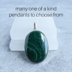 Malachite Necklace Sterling Silver • Malachite Pendant • Genuine Malachite Necklace • Sterling Malachite Necklace • Green Malachite