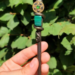 Amethyst,malachite,crystal,hairstick, bronze, pentagram, magic wand, witchy,accessories