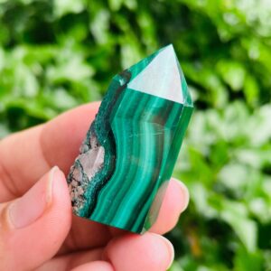 Malachite Crystal Point (26.7G) Small Green Malachite Polished Tower, Africa Congo NATURAL
