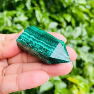Malachite Crystal Point (51.7G) Small Green Malachite Polished Tower, Africa Congo NATURAL