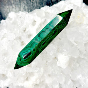 Double Point Small Malachite Wand