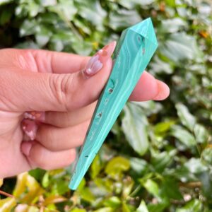 Mini Malachite Crystal Point (27.8G) Small Green Malachite Polished Wand, Africa Congo NATURAL