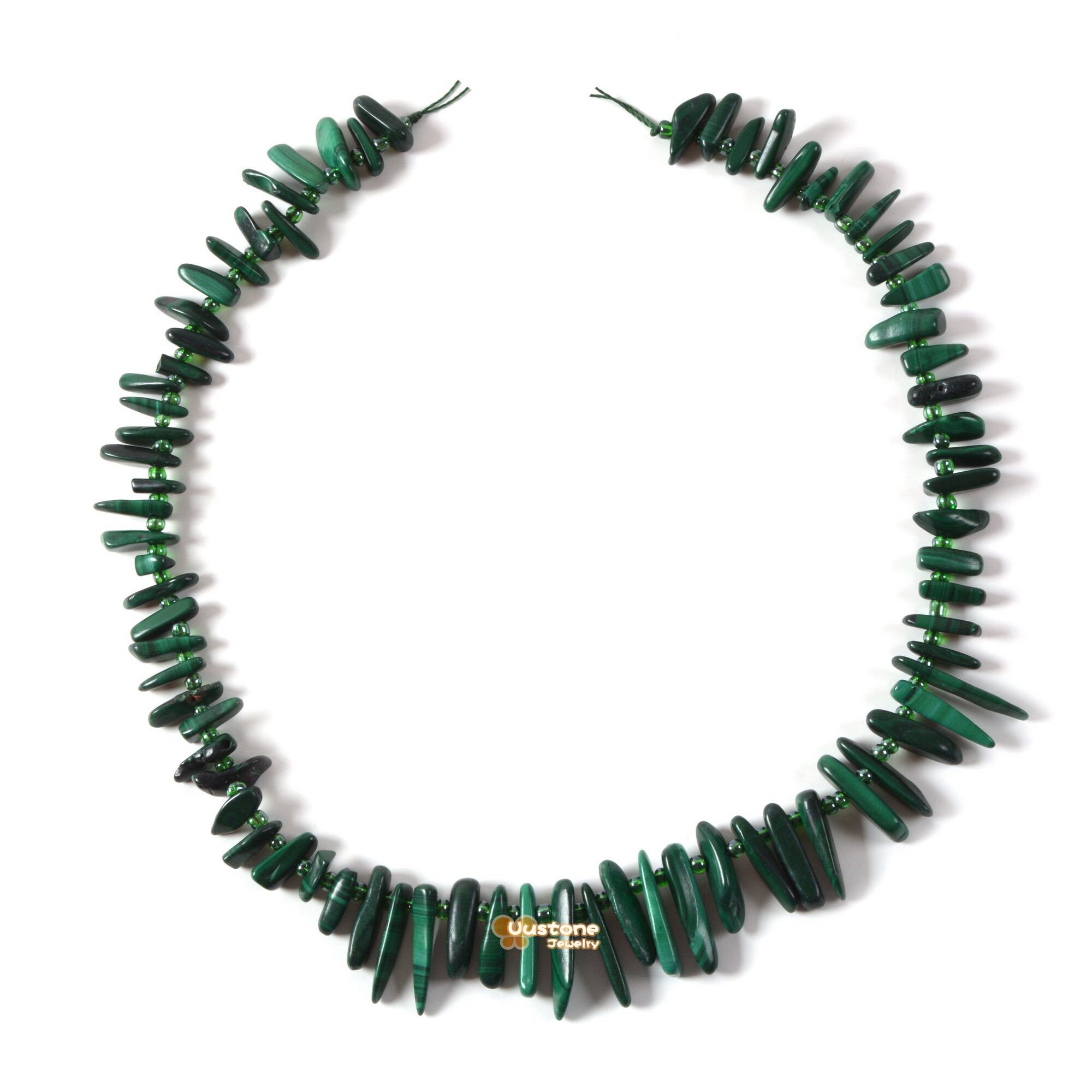 Malachite Natural Chip Loose Beads Gemstone Top Drilled Stick Slice 15" Diy Jewelry Making