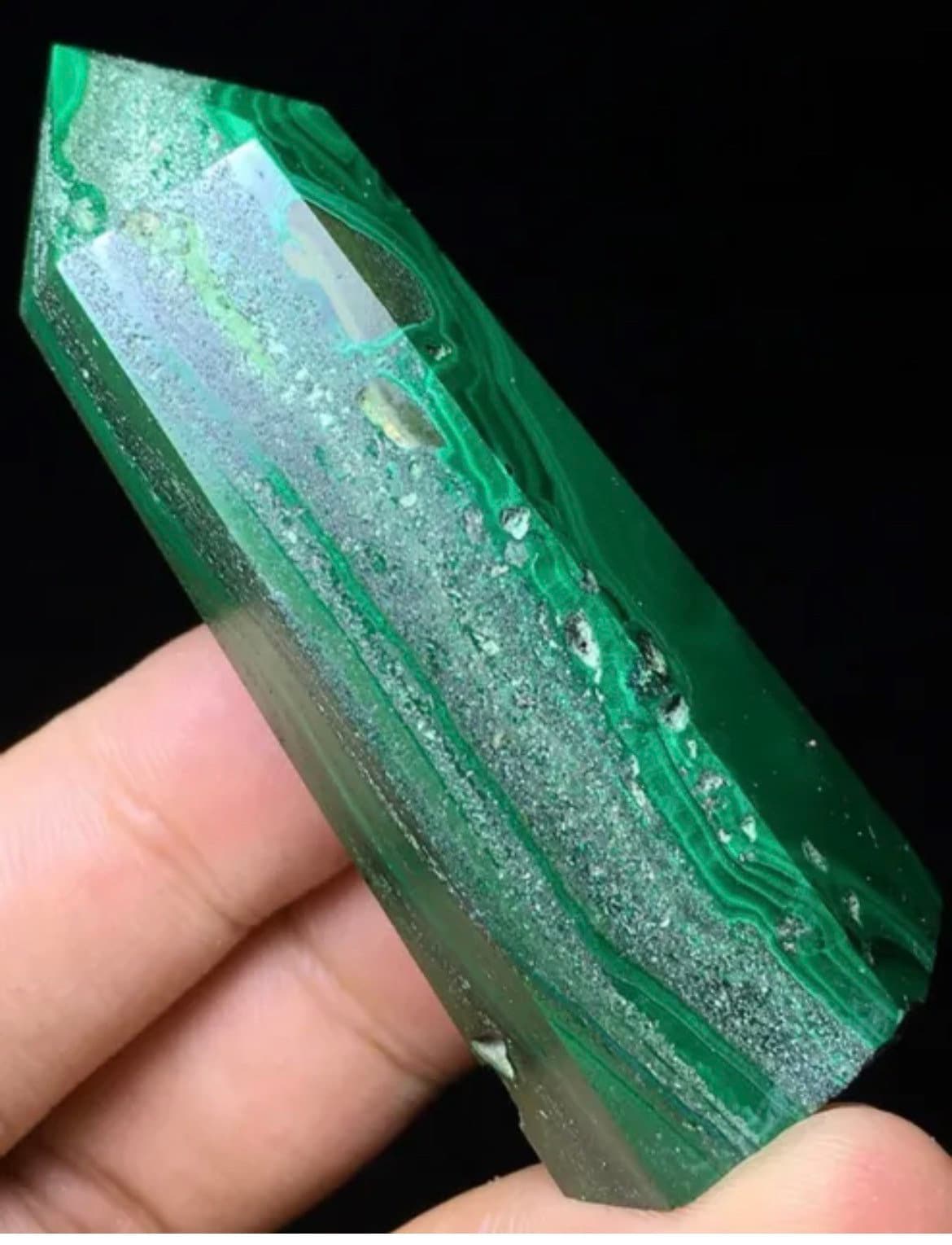 Natural Malachite Wand Obelisk Tower Point Crystal Reiki Point Gemstone Semiprecious