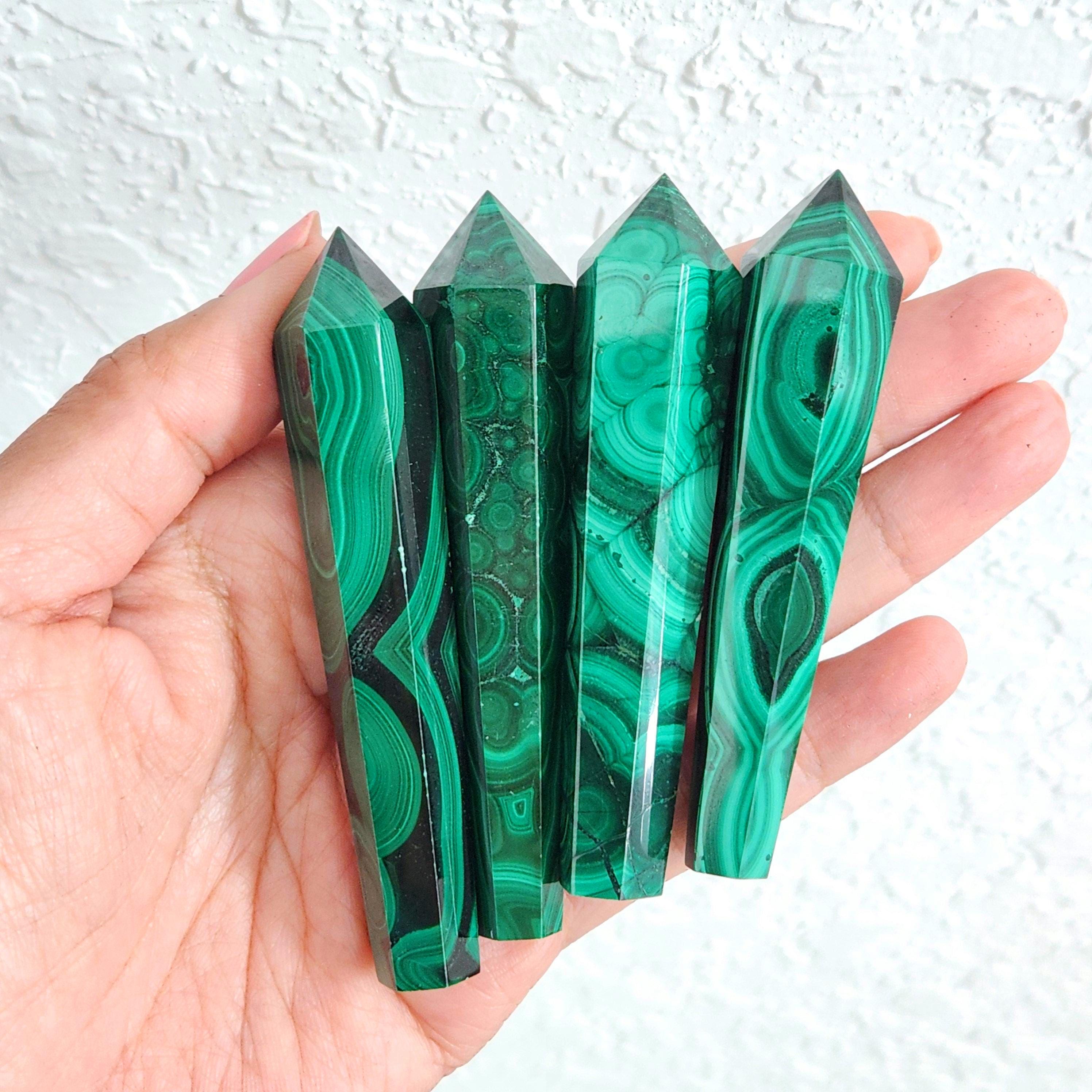 Malachite Wand With Stand • Natural Polished Crystal Malachite Wand Point • Crystal Malachite Home Decoration Gift