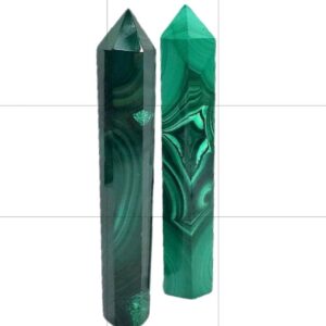 Malachite Tower • Natural Banded Green Malachite • Tall 6-Sided Polished Obelisk • 4.5 in