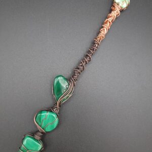 Malachite, Turquoise & Variscite Copper Wand: Ritual Tool