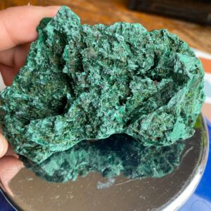 253 grams velvet malachite raw mineral crystal heart throat chakra Libra , Scorpio , Capricorn  4x3x2 inch approximately