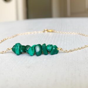 Raw Malachite Anklet: Sterling Silver Or Gold, Green Crystal Jewelry