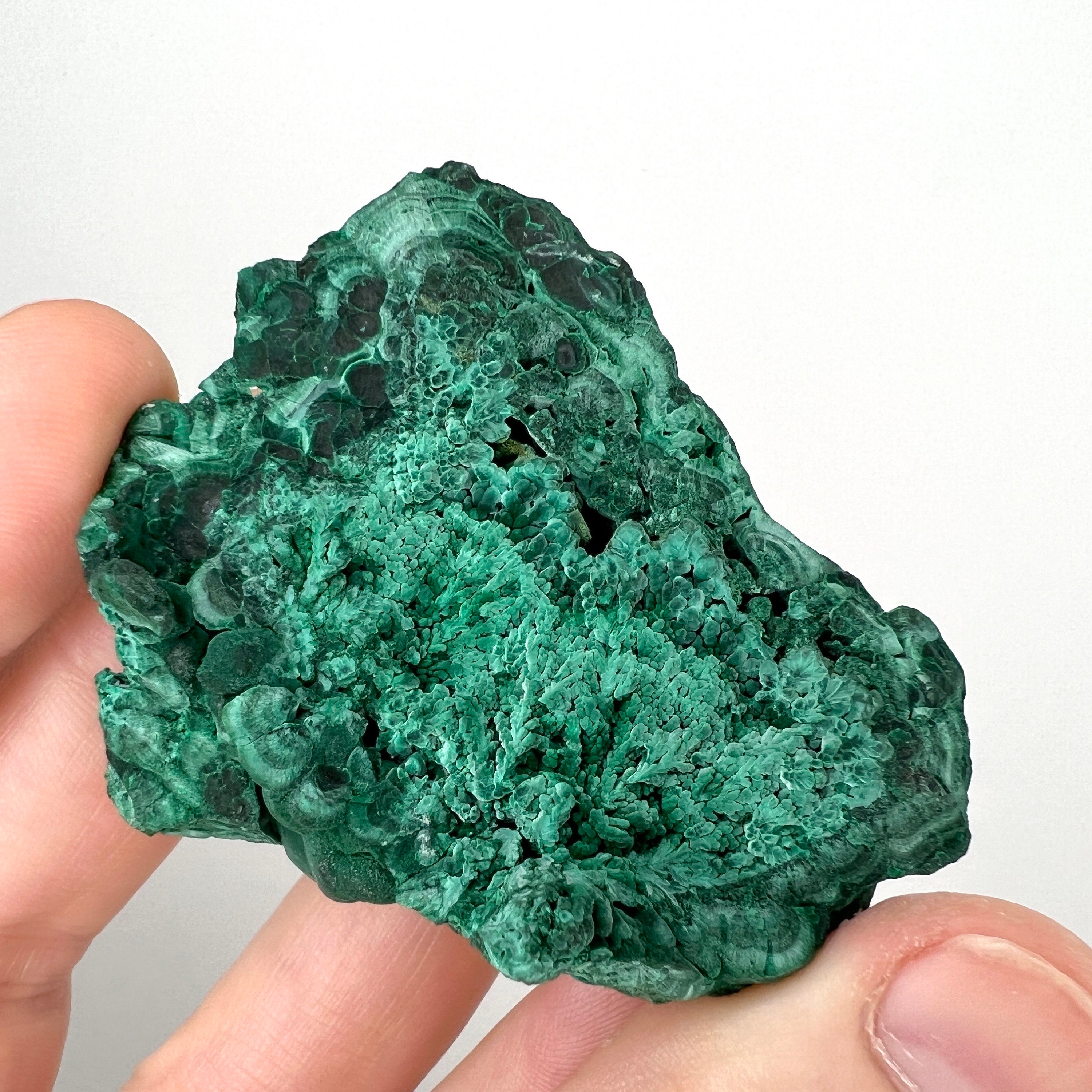 Botryoidal Fibrous Malachite Mineral Specimen, Natural Chatoyant Green Silky Malachite Crystal, Raw High Quality Velvet Malachite Cluster