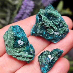 Raw Dioptase & Malachite Crystal Specimen: Rare Combo - Congo Green Dioptase Cluster