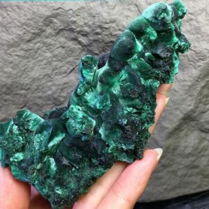 Raw Malachite Specimen | Velvet Cluster with Cobalt Calcite