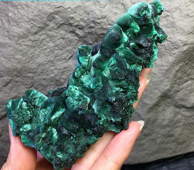 Raw Malachite Specimen | Velvet Cluster With Cobalt Calcite Raw Malachite Specimen | Velvet Cluster With Cobalt Calcite