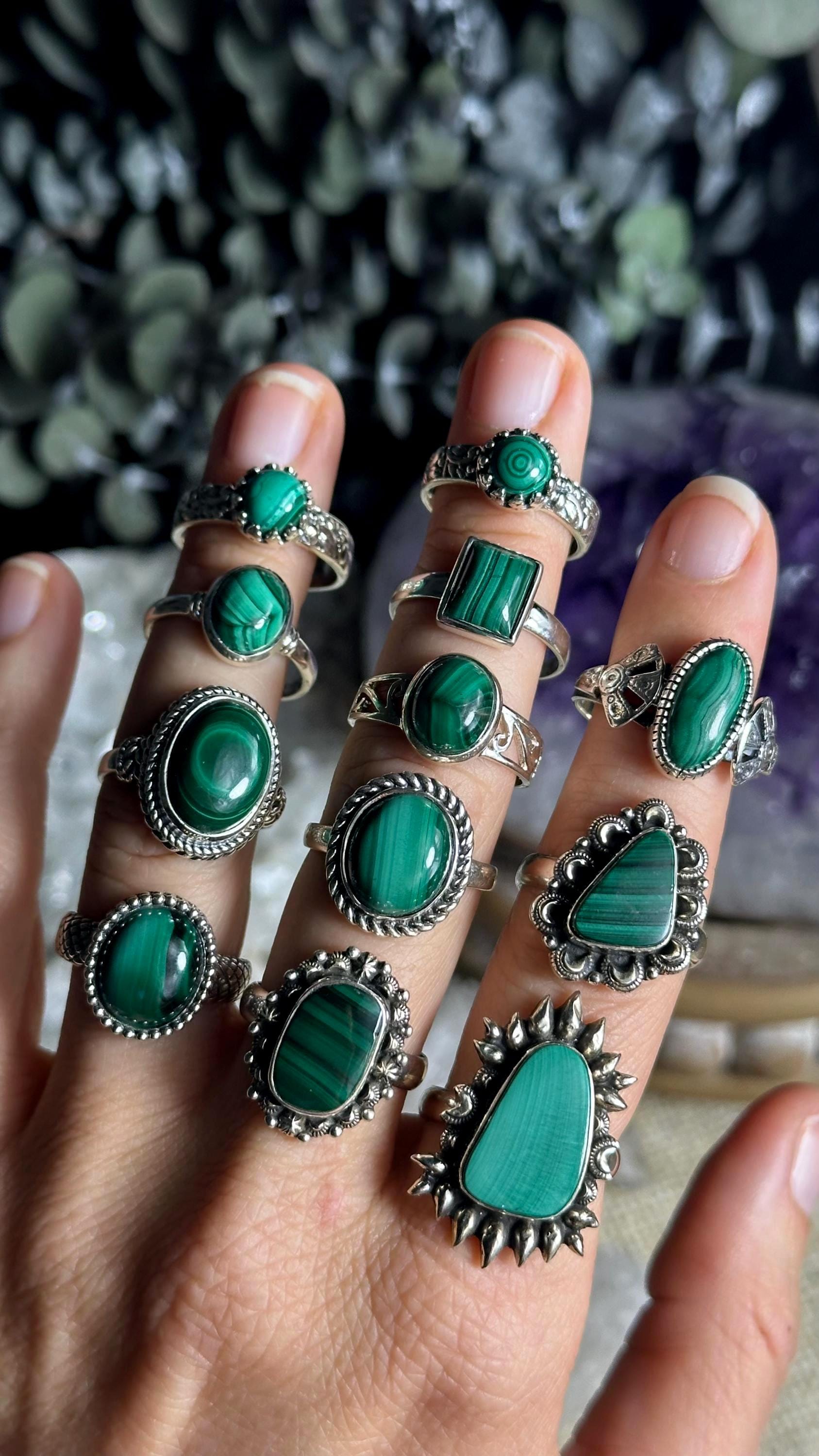 Malachite Ring, 925 Sterling Silver
