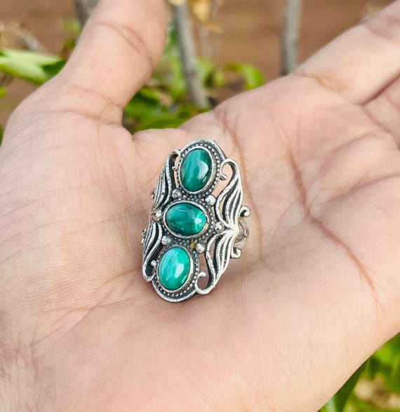 Malachite Ring, 925 Sterling Silver, Handcrafted Jewelry, Women Ring, Gift Item
