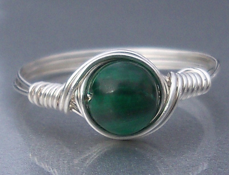 Malachite .999 Fine Silver Wire Wrapped Ring