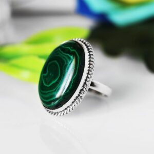 Handmade Malachite Ring: 925 Sterling Silver Statement Ring