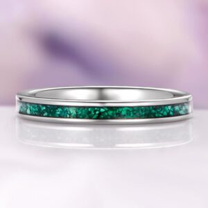 Natural Malachite Petite Wedding Band In 3mm Tungsten Carbide- Women Ring- Minimalist Anniversary Promise Ring- Green Gemstone Ring For Her