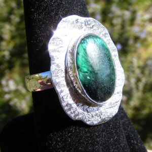 MALACHITE RING, Rare, Arizona CHATOYANT Malachite, From the Copper Mines, Bisbee, Arizona, Size 10, Sterling Silver