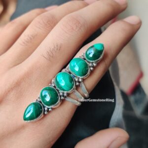 Malachite Ring, Statement Ring: Handmade Jewellery, 925 Sterling Silver Gemstone Jewelry