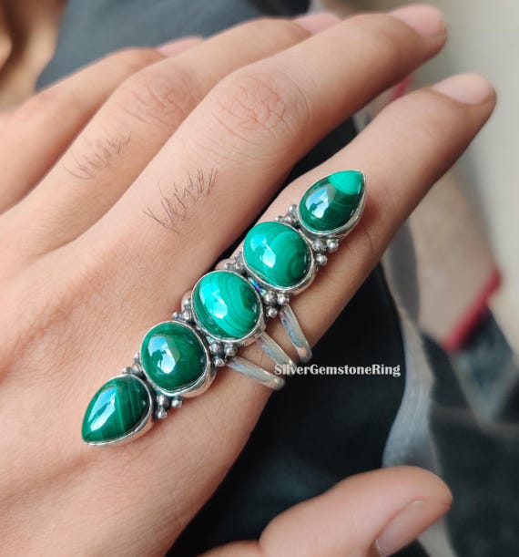 Malachite Ring, Statement Ring: Handmade Jewellery, 925 Sterling Silver Gemstone Jewelry