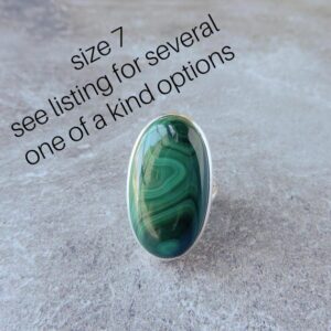 Malachite Ring Sterling Silver • Malachite Ring Sterling Silver • Malachite Ring For Women • Malachite Ring Size 7 • Natural Malachite