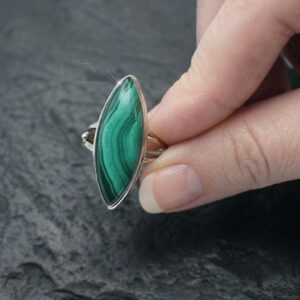The Glory Of Green - Genuine Malachite Sterling Silver Ring - Size 7
