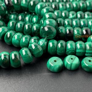 20pcs 4x8mm Genuine Natural Malachite Stone Rondelle Beads, Malachite Roundel Beads, Spacer Beads