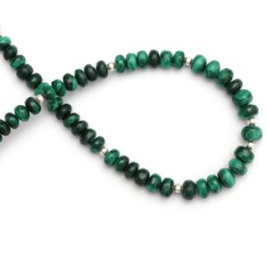 Natural Malachite Smooth Beads, Malachite Roundel, 4 mm to 5 mm- Malachite  - Gem Quality , 8 Inch Cm Full Strand, Price Per Strand