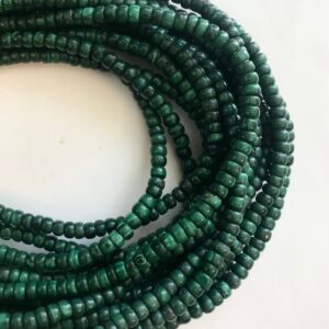 Natural Malachite Smooth Rondelle Shaped Natural Gemstone Bead-- 4mm x( 2-3)mm~ -15.5 inch strand-