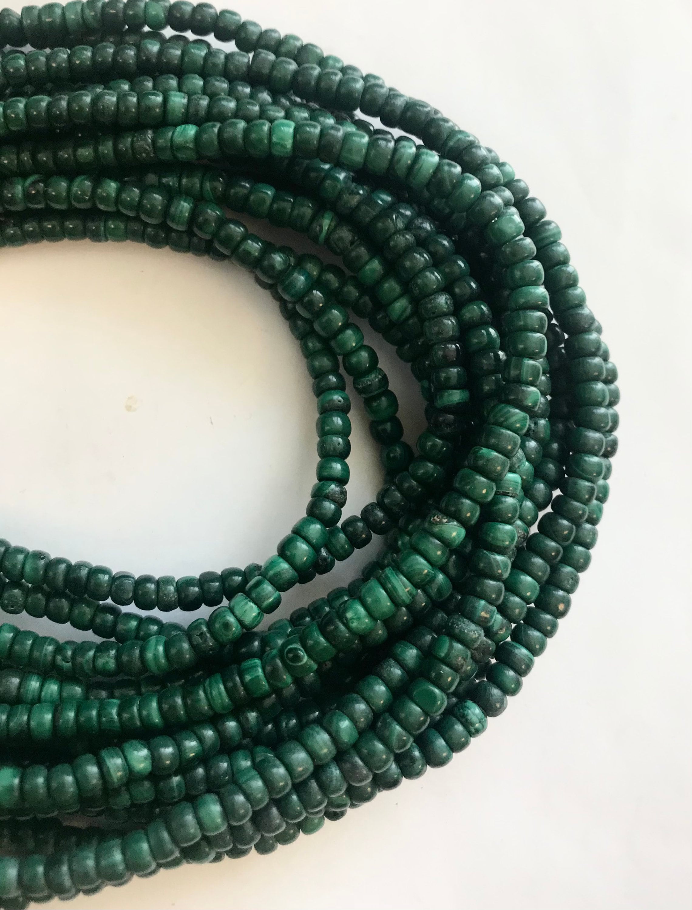 Natural Malachite Smooth Rondelle Shaped Natural Gemstone Bead-- 4mm X( 2-3)mm~ -15.5 Inch Strand- Natural Malachite Smooth Rondelle Shaped Natural Gemstone Bead-- 4mm X( 2-3)mm~ -15.5 Inch Strand-