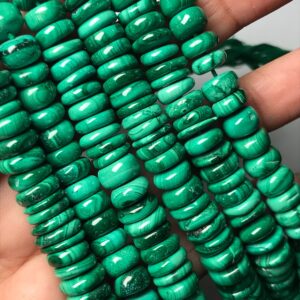 New Brand Natural Malachite Smooth Rondelle Size 8.5-12 Mm Approx Gemstone Beads, 16 Inch Strand, Aaa Grade Beads For Jewelry Making