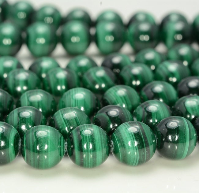10mm Natural Malachite Gemstone Aa Genuine Green Round Loose Beads 7.5 Inch Half Strand (80000637-259)