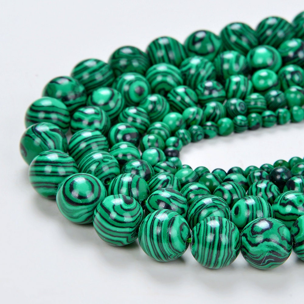 12mm Hedge Mazes Malachite Gemstone Green Round Loose Beads 15.5 Inch Full Strand (90146232-217)