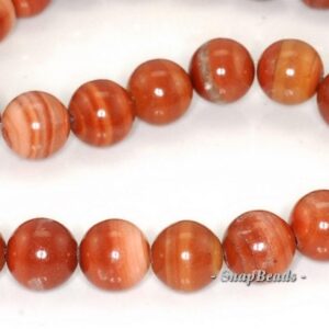 12mm Red Malachite Gemstone Red Brown Stripe Round 12mm Loose Beads 7.5 Inch Half Strand (90145230-213)