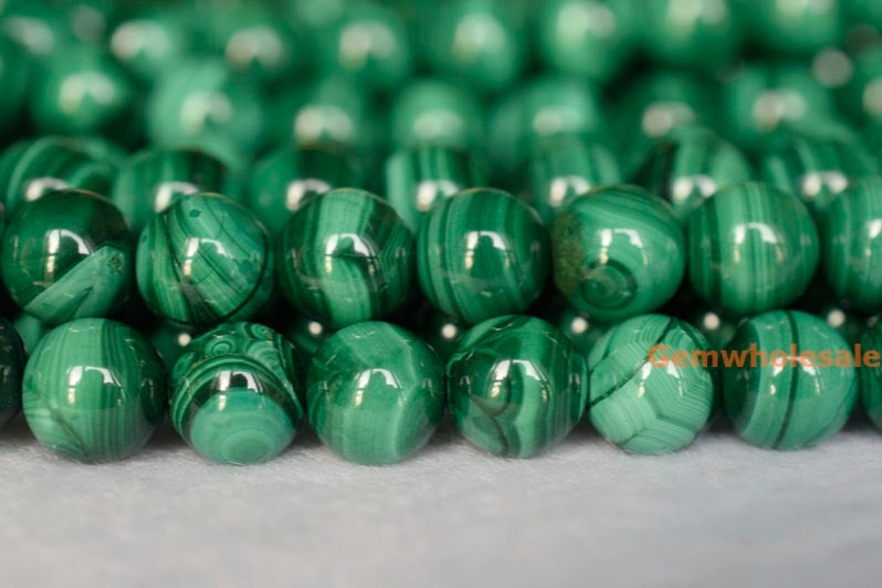 15.5” 8mm/10mm Genuine Natural Malachite Round Beads, High Quality Green Gemstone, High Quality Diy Beads Supply, Gemstone Wholesaler Bgf