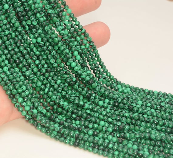 3mm Malachite Gemstone Round 3mm Loose Beads 16 Inch Full Strand Lot 1,2,6,12 And 50 (90114020-107 - 3mm A)