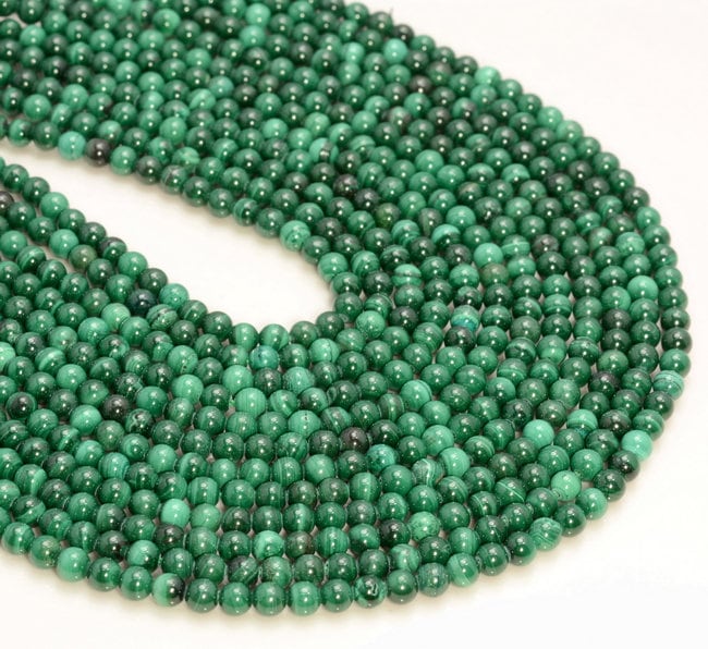 3mm Genuine Natural Malachite Gemstone Grade Aa Round Loose Beads 16 Inch Full Strand (80007292-488)