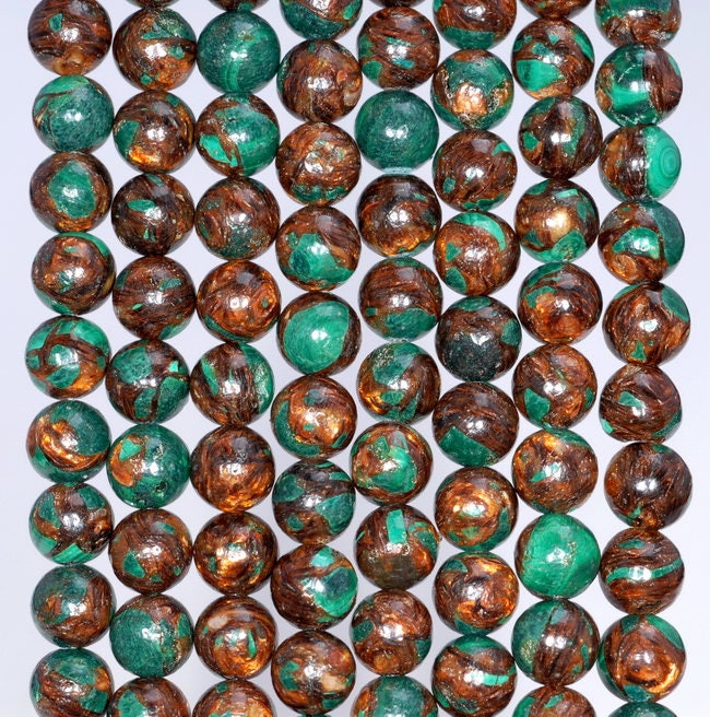6mm Copper Bronze Malachite Gemstone Grade Aaa Round Loose Beads 15.5 Inch Full Strand (80004735-842)