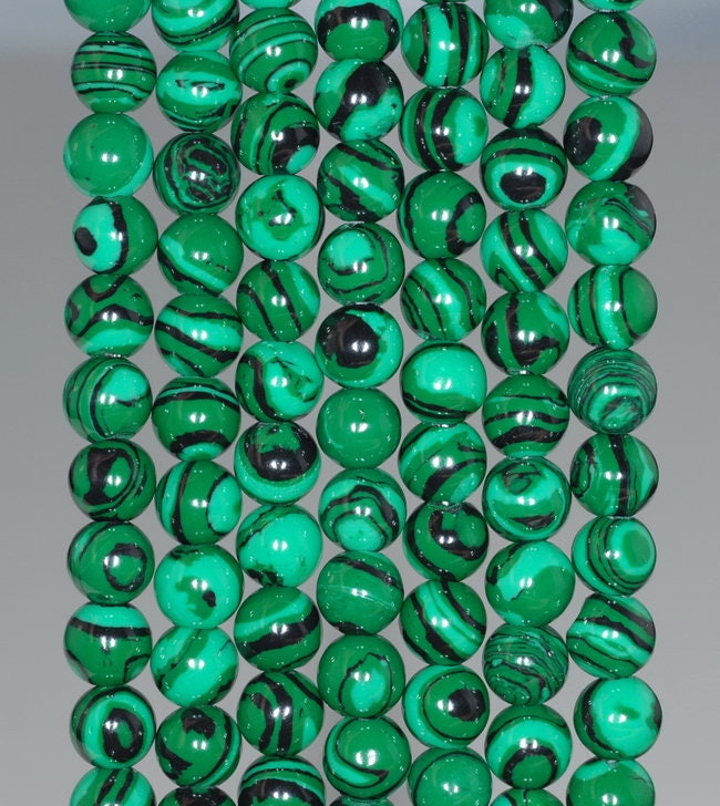 6mm Hedge Mazes Malachite Gemstone Green Round 6mm Loose Beads 7.5 Inch Half Strand (90146403 H-217)