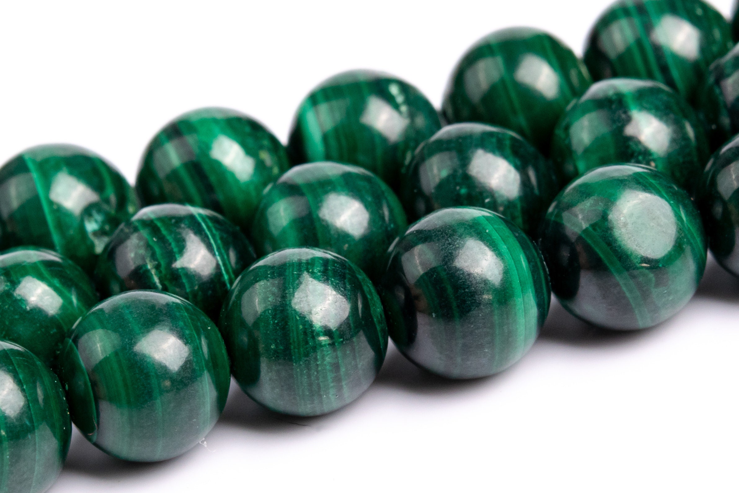 8mm Deep Green Malachite Beads Grade A+ Genuine Natural Gemstone Round Loose Beads 15.5" / 7.5" Bulk Lot Options (116925)