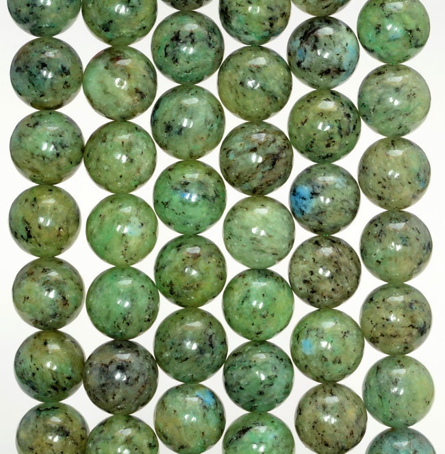 9-10mm Genuine Natural Rare Green K2 Stone Malachite Inclusion Grade Aa Gemstone Round Loose Beads 7 Inch Half Strand (80006745-812)