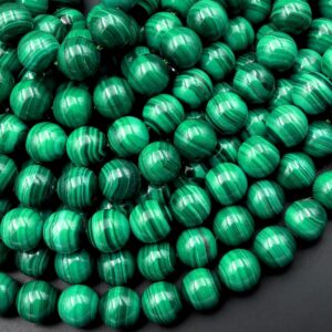Aaa Natural Green Malachite 4mm 6mm 8mm 10mm 12mm 14mm Smooth Round Beads Amazing Stripes 15.5" Strand