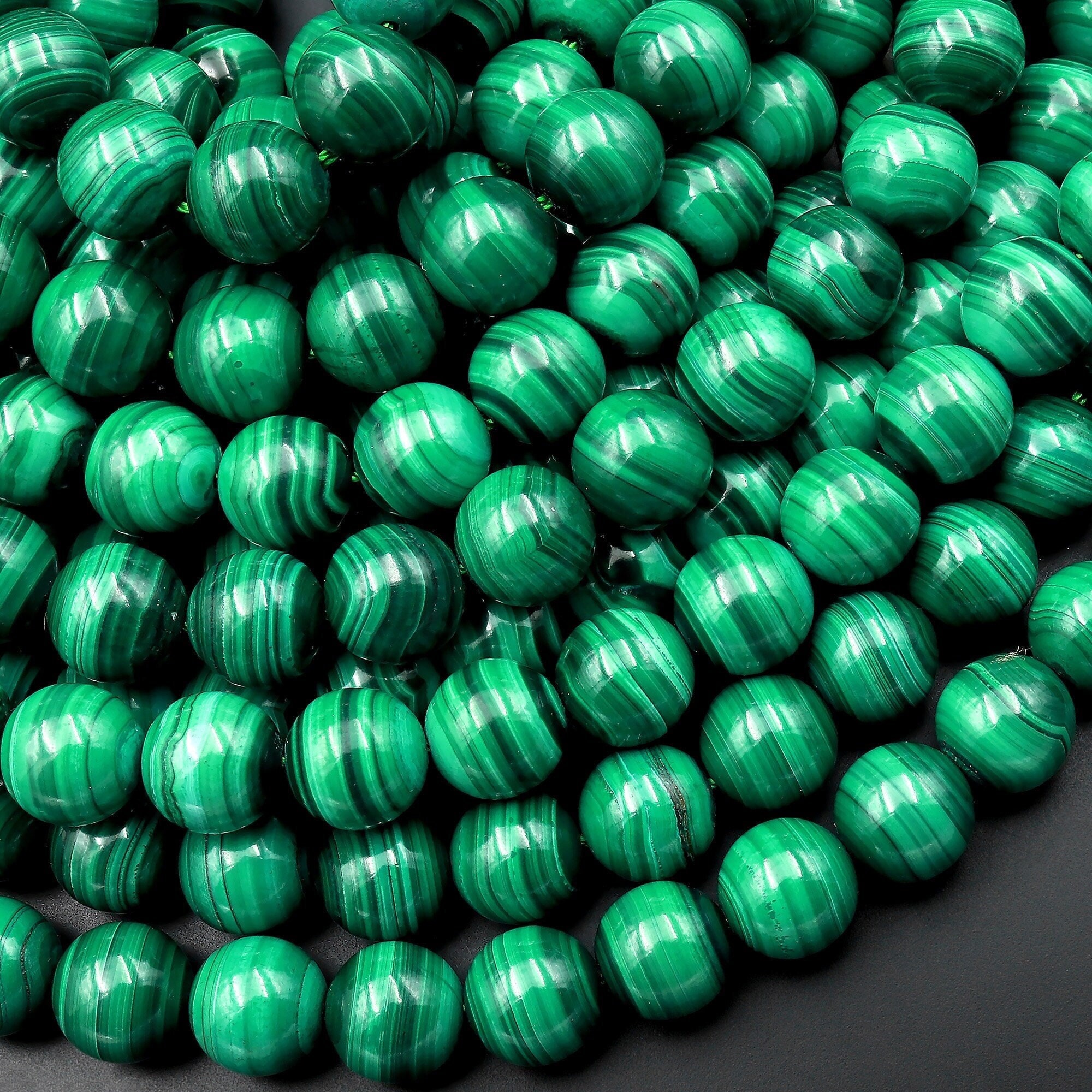 Aaa Natural Green Malachite 4mm 6mm 8mm 10mm 12mm 14mm Smooth Round Beads Amazing Stripes 15.5" Strand Aaa Natural Green Malachite 4mm 6mm 8mm 10mm 12mm 14mm Smooth Round Beads Amazing Stripes 15.5" Strand