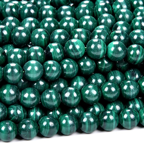 Deep Green Natural Malachite Gemstone Grade Aaa Round 6mm 8mm Loose Beads Bulk Lot 1,2,6,12 And 50 (d87)